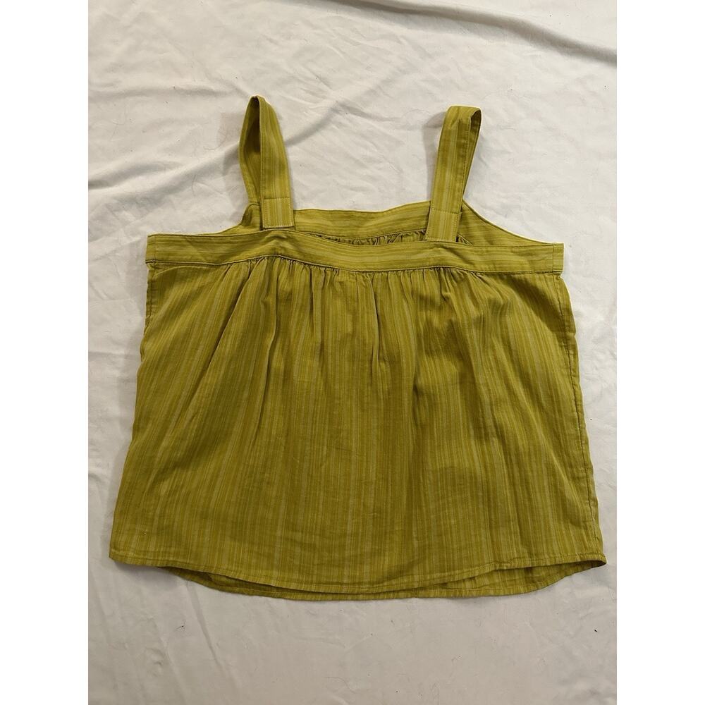 A.N.A. Yellow Green Pleated Tank Top XL – Strappy Lightweight Summer Blouse - Picture 2 of 6